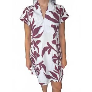 NEW BROOKE WRIGHT big vine nancy mini dress in white/maroon